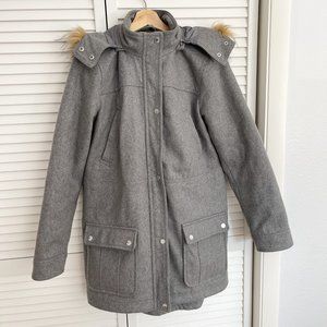 Express Wool Zip Hooded Peacoat, Sz M